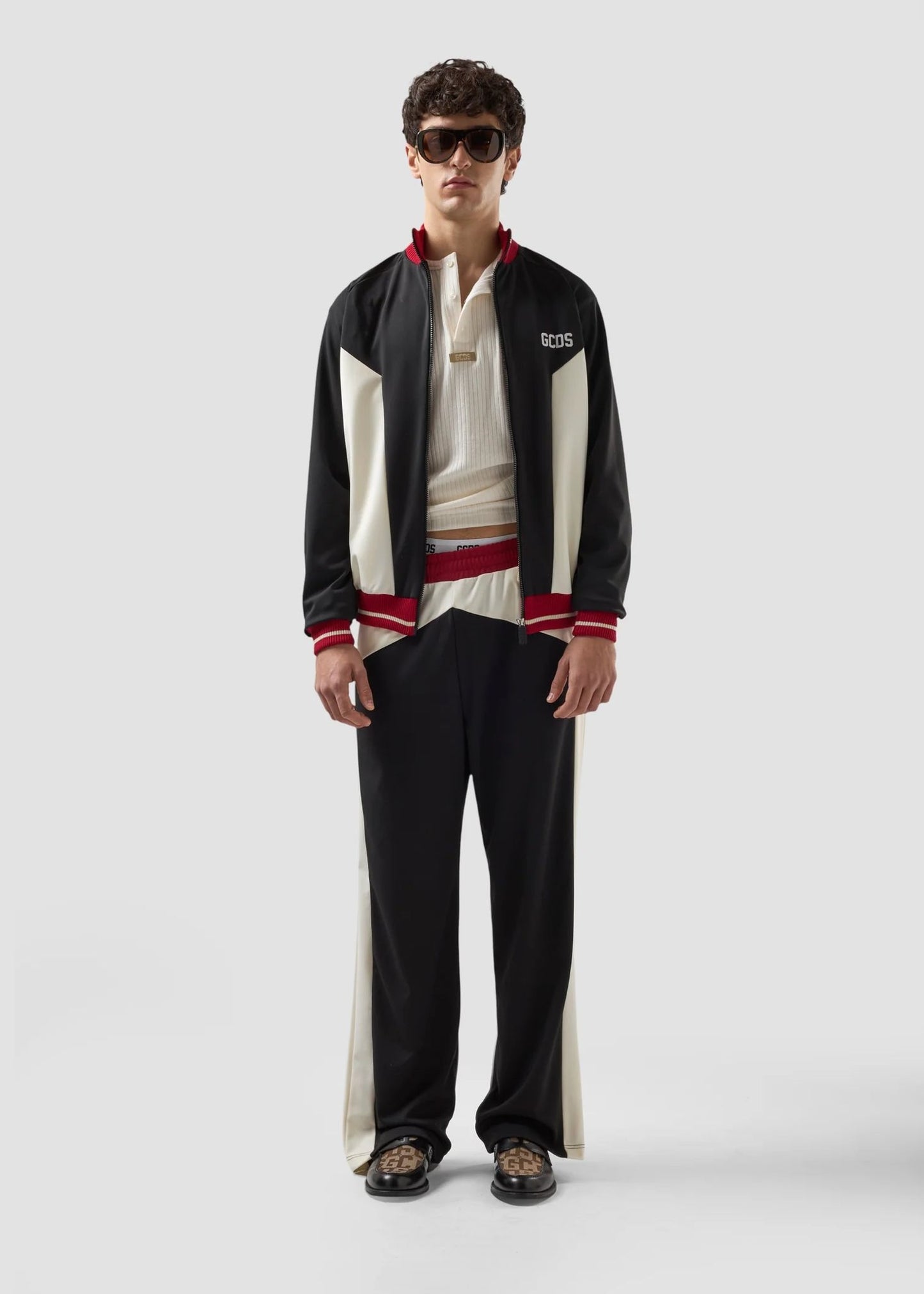Pantalone GCDS Essentials color block in nylon uomo