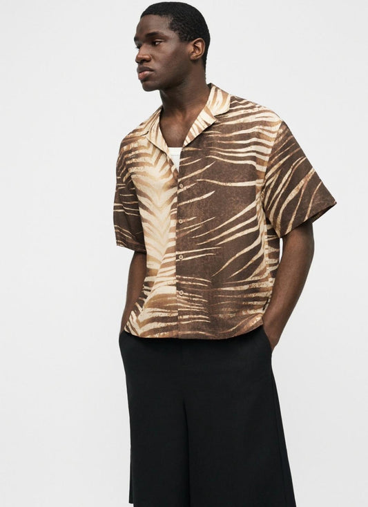 Camicia Just Cavalli in lino con stampa "Nepal Tiger"