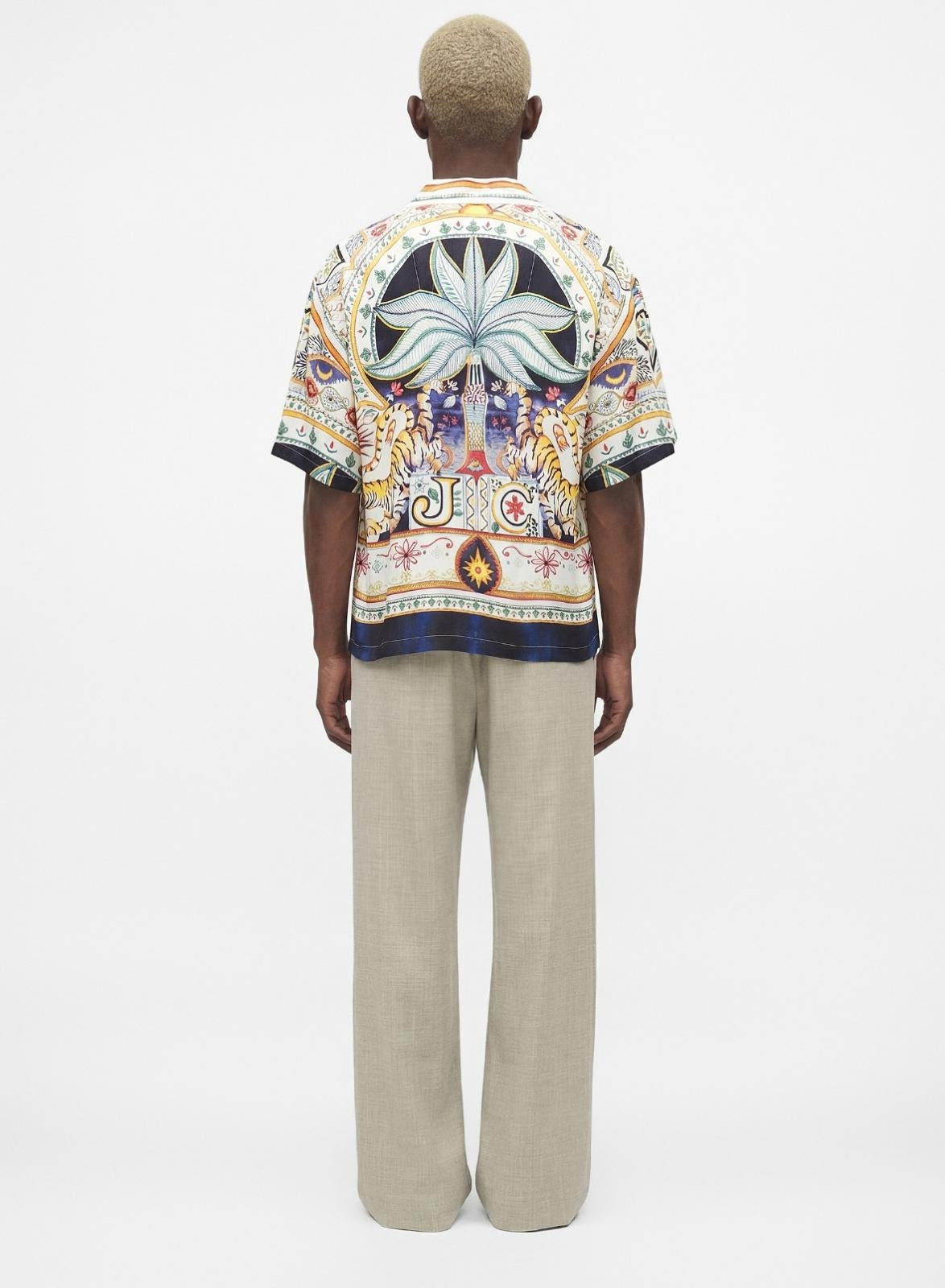 Camicia Just Cavalli in twill viscosa "Placed Garden" uomo