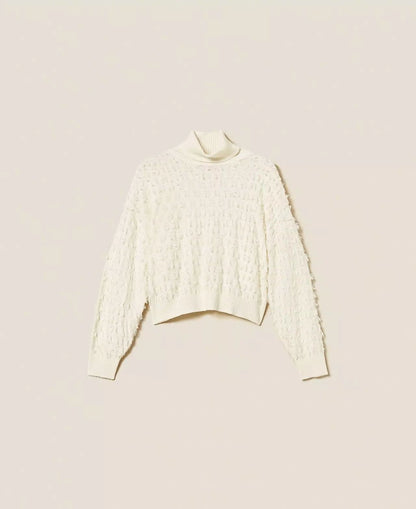 Maglia Twinset Actitude dolcevita con frange donna