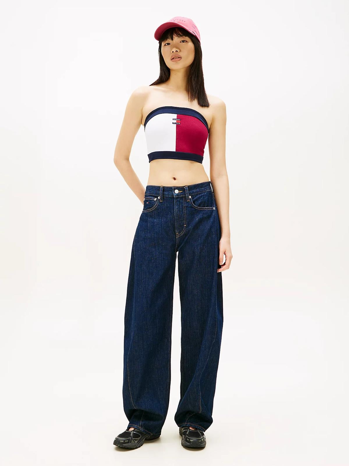 Top Tommy Jeans flag badge tube donna
