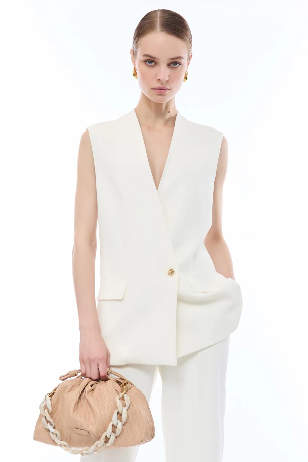 Giacca blazer Nenette doppiopetto smanicata donna
