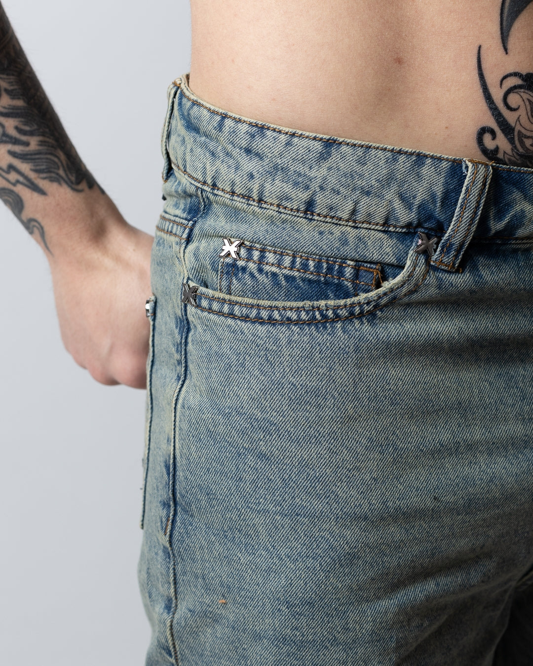 Bermuda Richmond X logato in jeans uomo