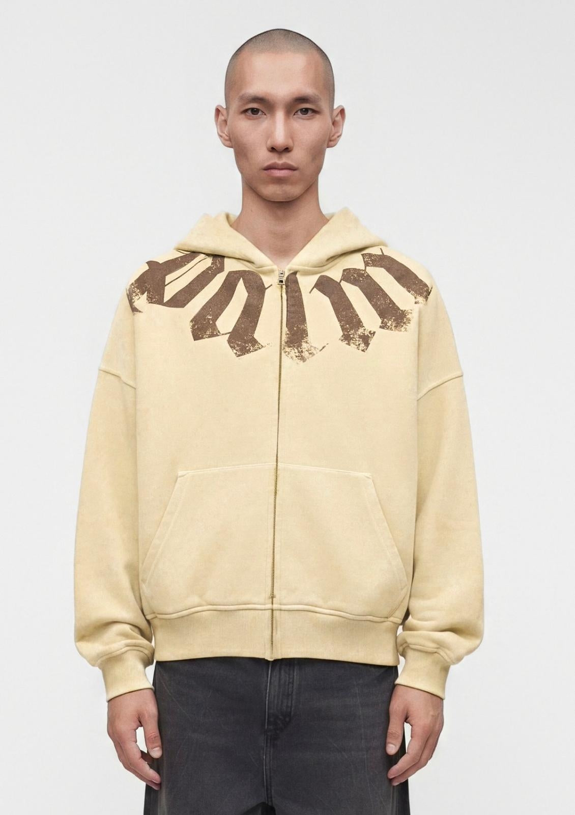 Felpa Palm Angels fullzip con cappuccio "Big Neck Logo" uomo