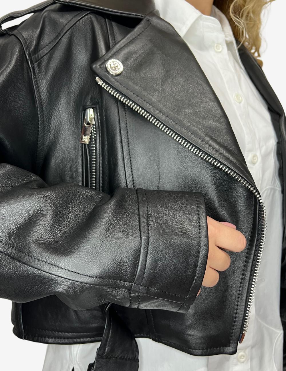 Giubbotto Richmond X crop in pelle donna
