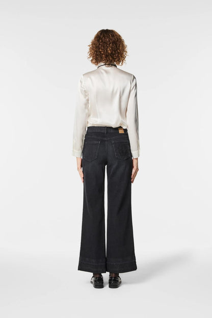 Pantalone Nenette straight in denim con strass donna