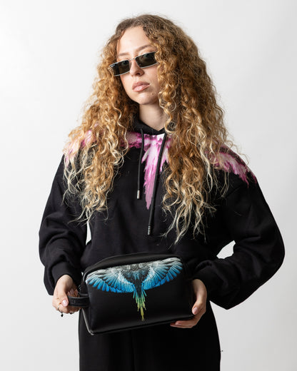 Pochette Marcelo Burlon in ecopelle "Icon Wings Royal" logato