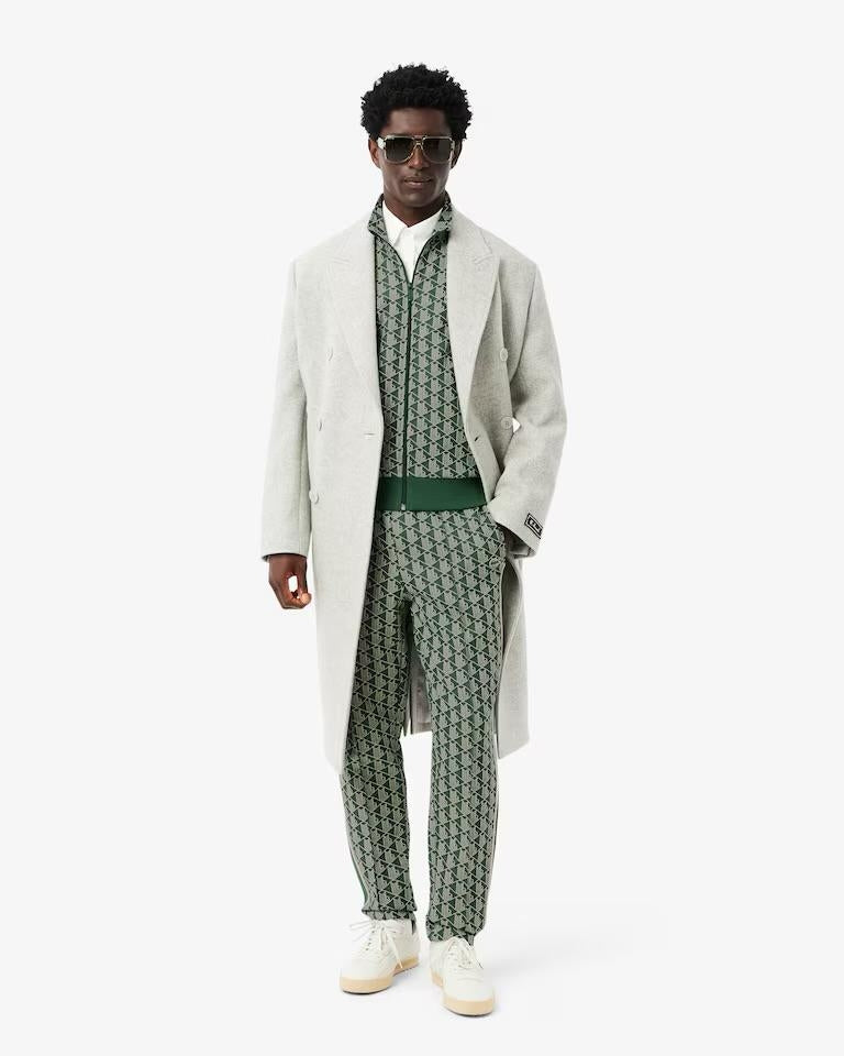 Felpa Lacoste con zip logata allover uomo