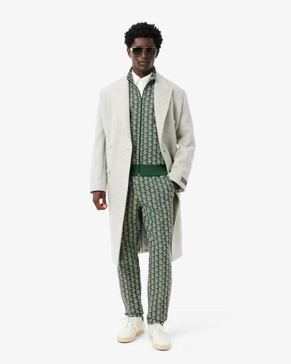 Felpa Lacoste con zip logata allover uomo