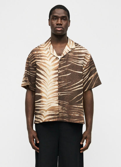 Camicia Just Cavalli in lino con stampa "Nepal Tiger"