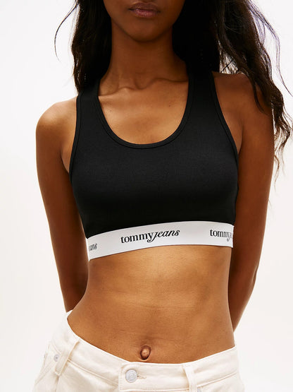 Top Tommy Jeans cropped "Logo tape" donna