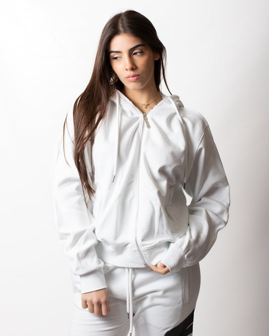 Felpa Disclaimer fullzip con cappuccio e logo glitter donna