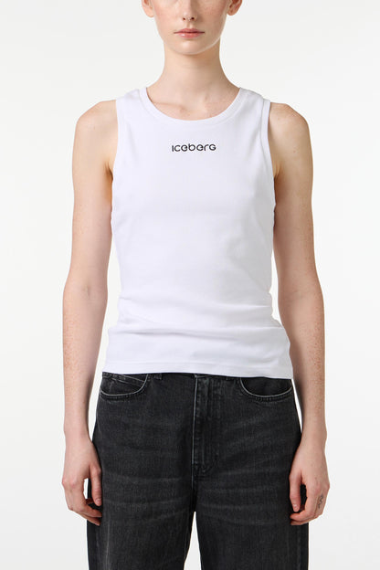 Canotta Iceberg in costina con ricamo donna