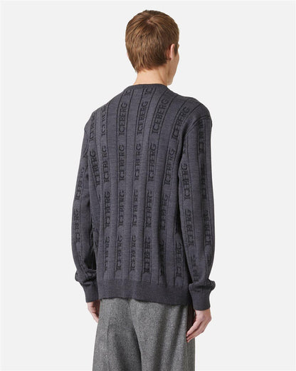 Maglia Iceberg girocollo logata jacquard all-over uomo