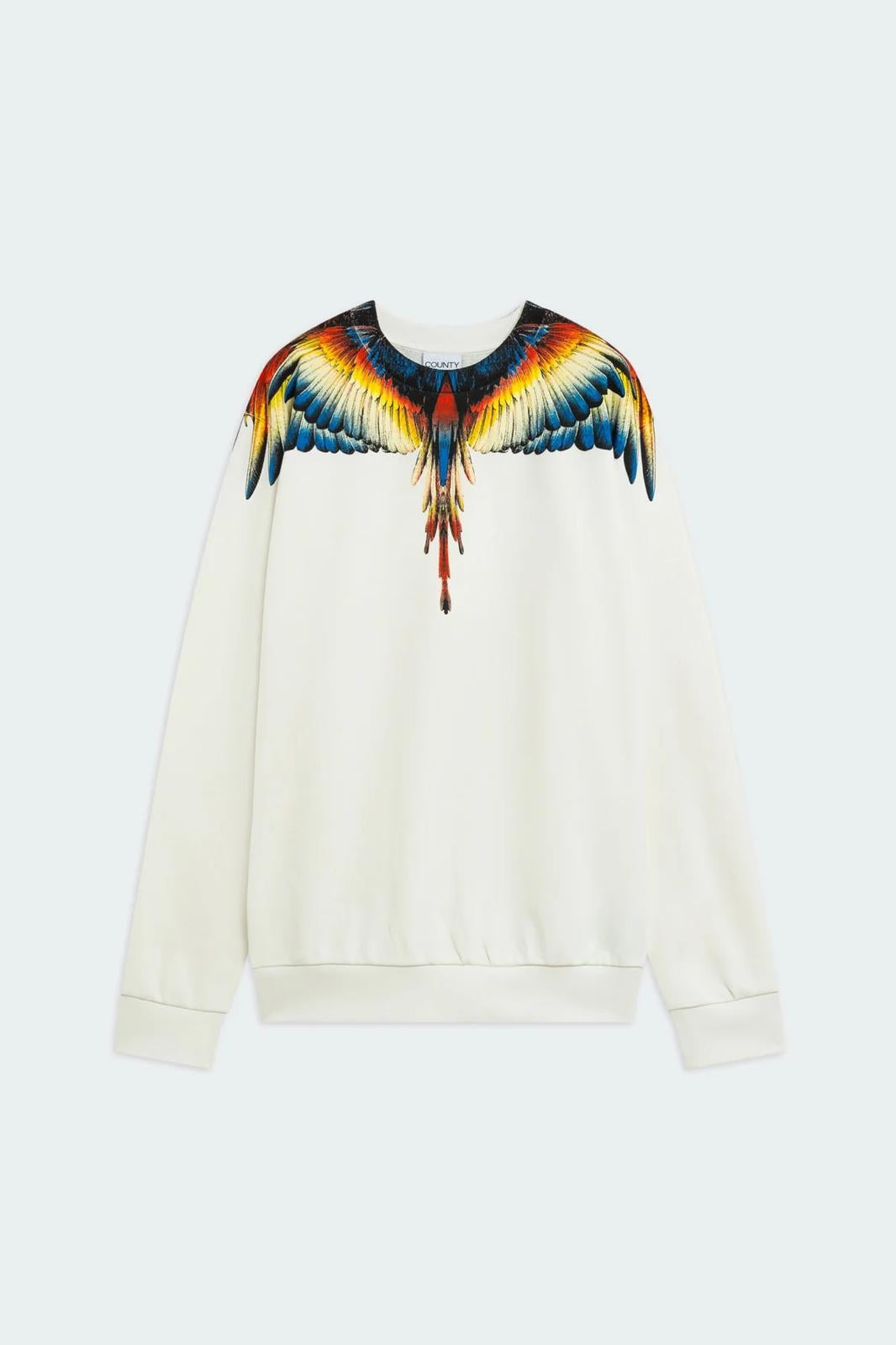 Felpa Marcelo Burlon "Wings White" girocollo uomo