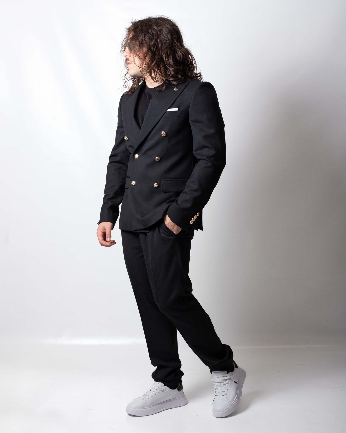 Abito Daniele Alessandrini con giacca doppiopetto in cashmere uomo