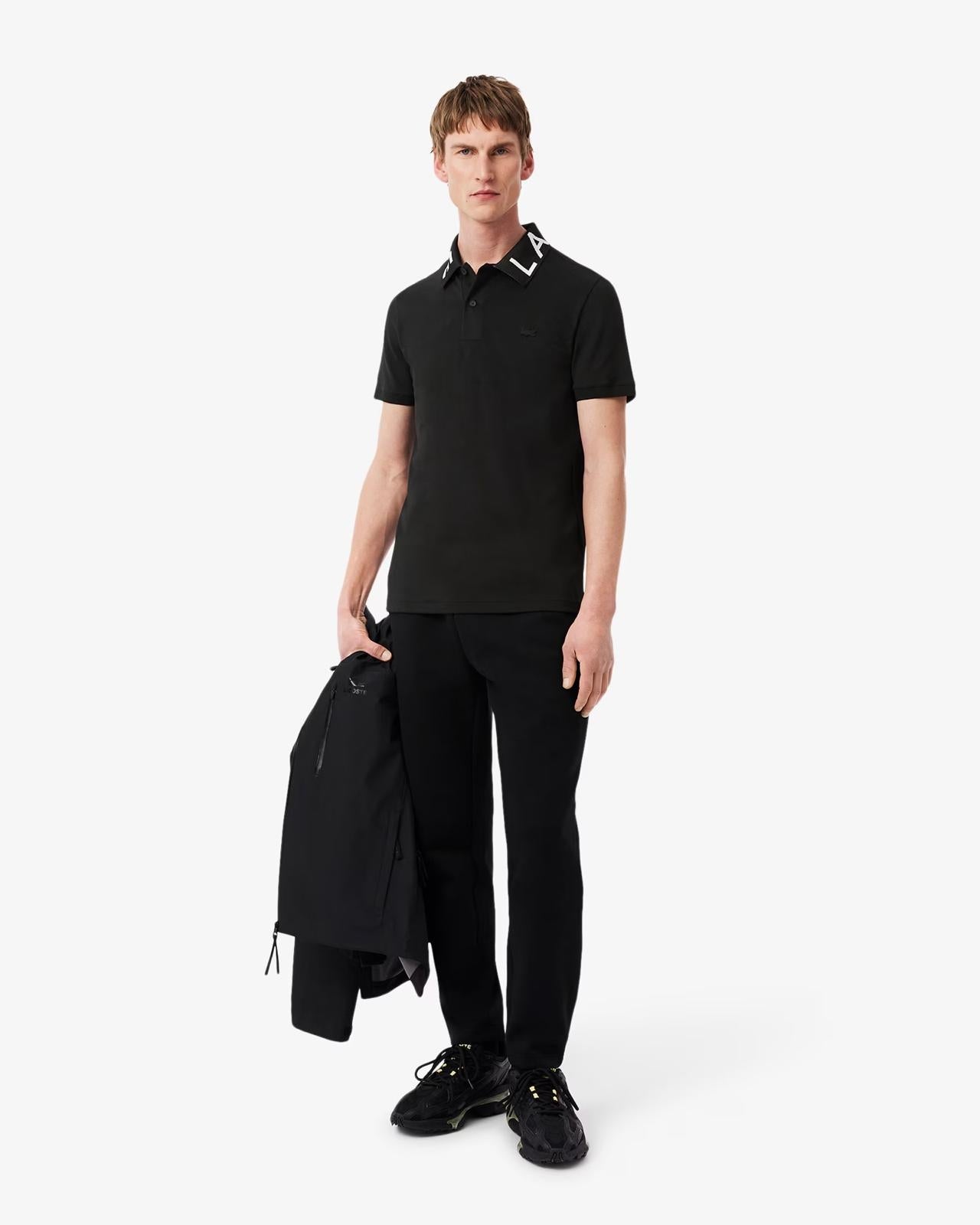 Polo Lacoste con logo sul colletto a contrasto jacquard