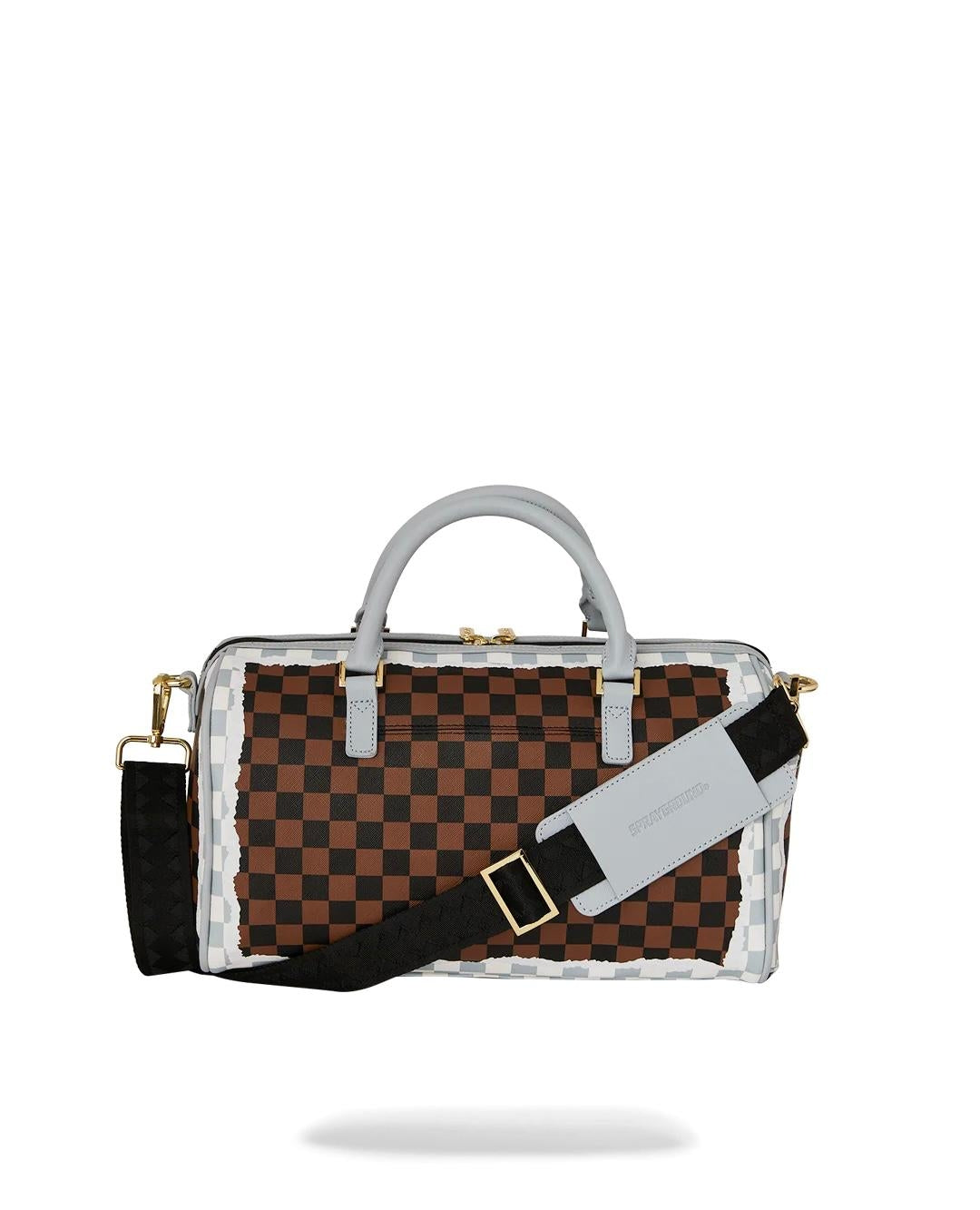 Borsa Sprayground marrone "CREAM AND BROWN TEAR CHECK MINI DUFFLE"