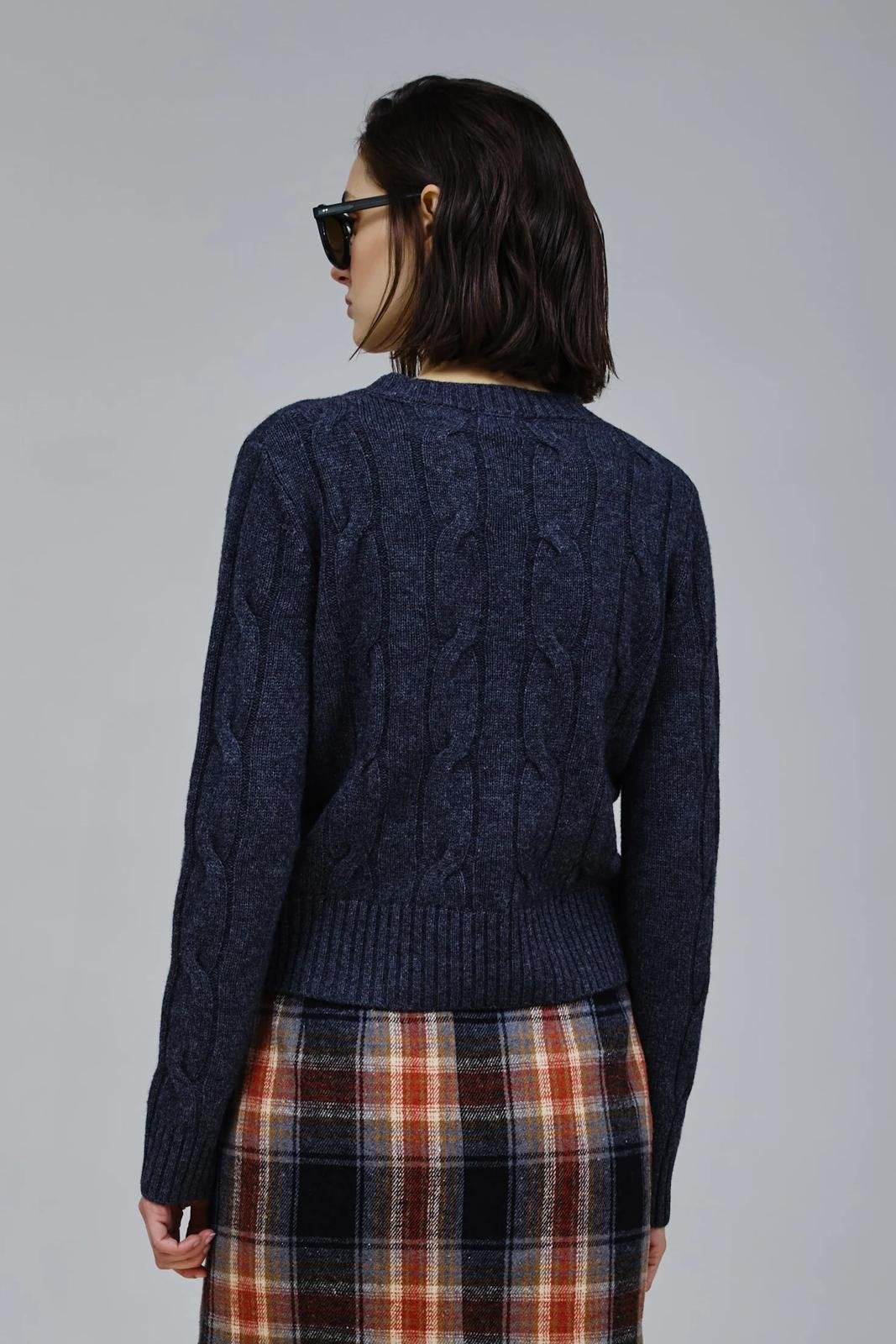 Maglia Nenette in lana e cashmere con trama a trecce
