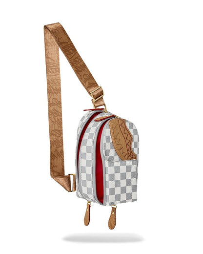 Tracolla Sprayground bianco EMBOSSED CREAM CHECK BACKPACK SLING 
