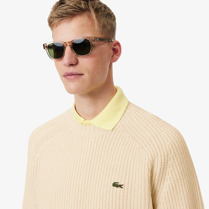 Maglia Lacoste girocollo in lana con costine uomo