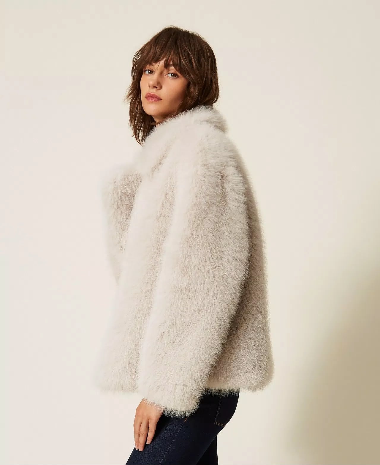 Cappotto Twinset Actitude doppiopetto in faux fur donna