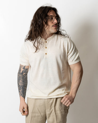 T-Shirt Liu Jo in misto lino con bottoni uomo