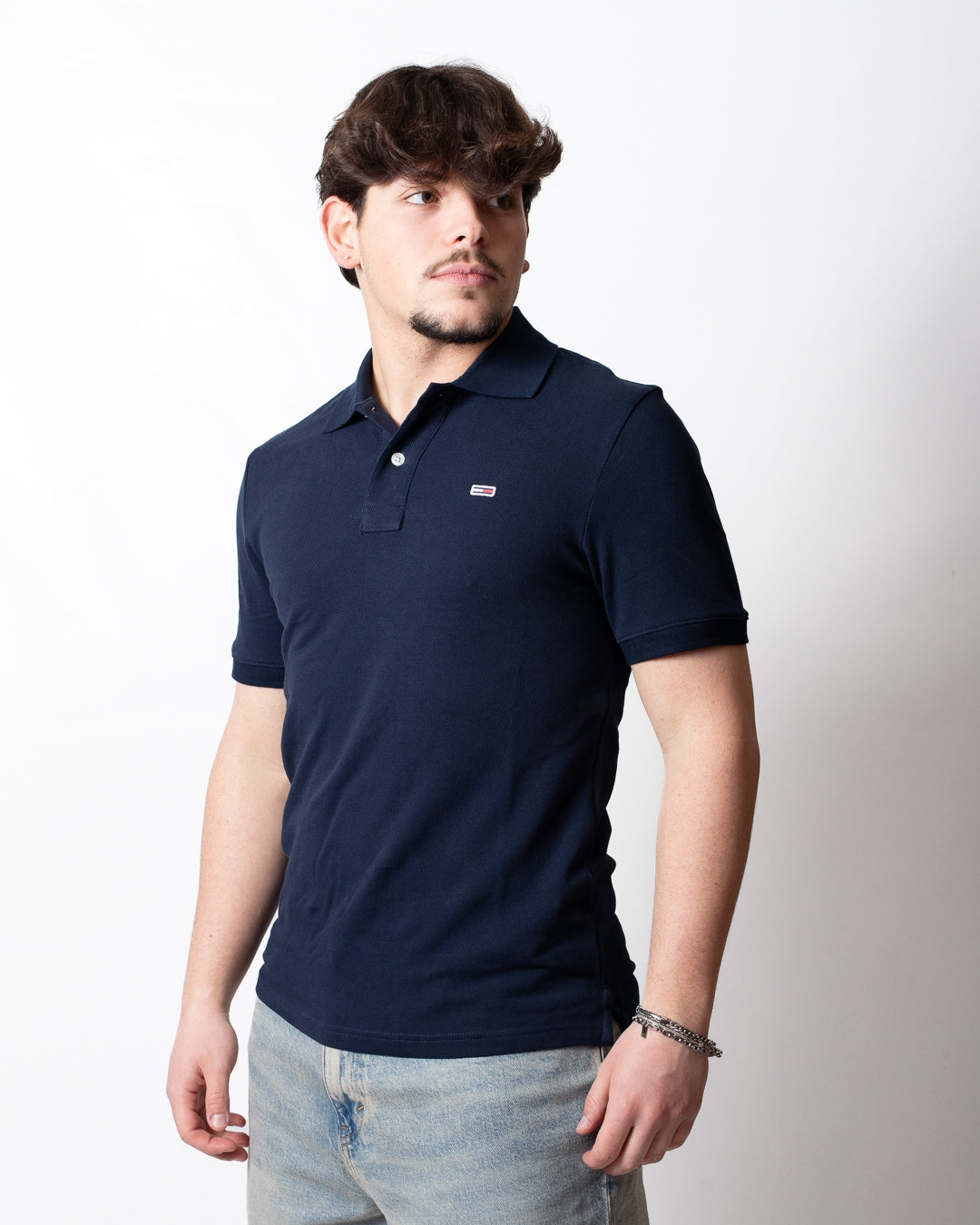 Polo Tommy Jeans basic con bandiera ricamata uomo