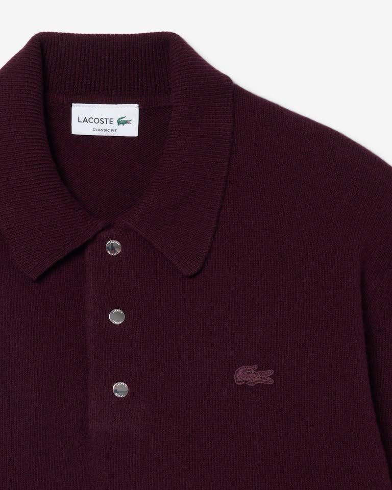 Maglia polo Lacoste in lana con logo ricamato