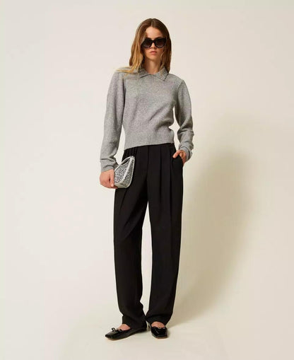Maglia Twinset Actitude con colletto e gioielli donna