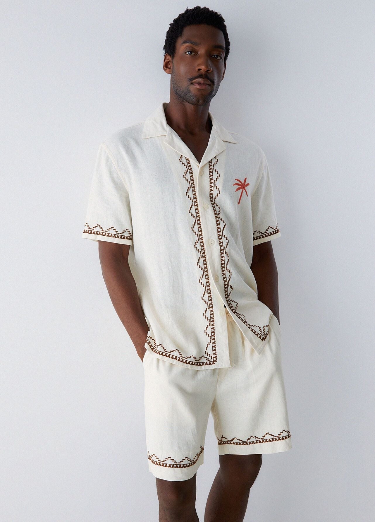 Camicia Liu Jo in misto lino ricamata uomo