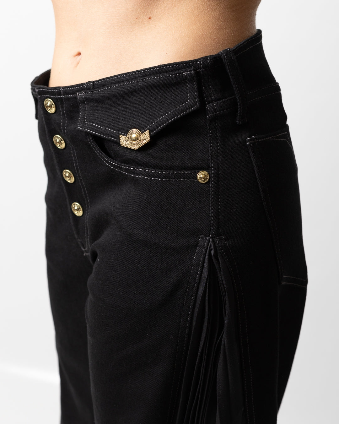Pantalone Versace Jeans Couture in denim con dettagli in seta donna