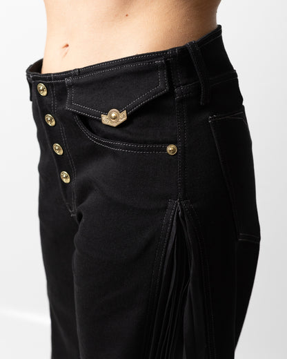Pantalone Versace Jeans Couture in denim con dettagli in seta donna