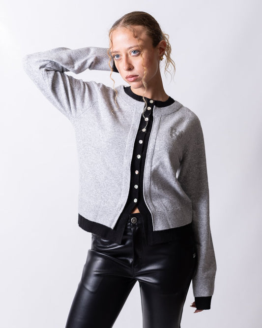 Cardigan Richmond X con logo frontale impreziosito da applicazioni