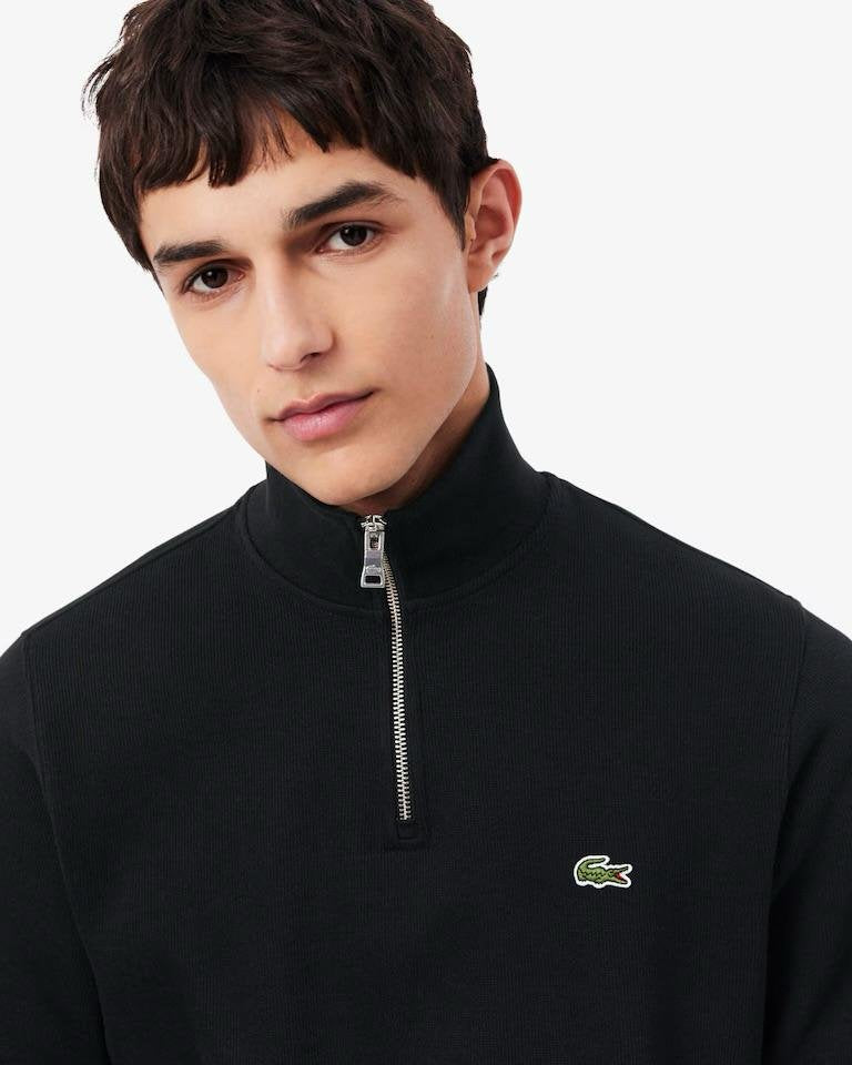 Felpa Lacoste mezza zip con logo ricamato