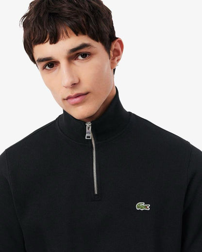 Felpa Lacoste mezza zip con logo ricamato