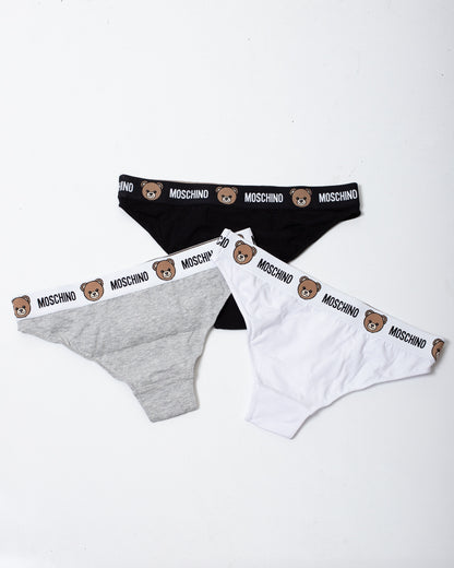 Slip Moschino Underwear tri-pack con logo Teddy donna