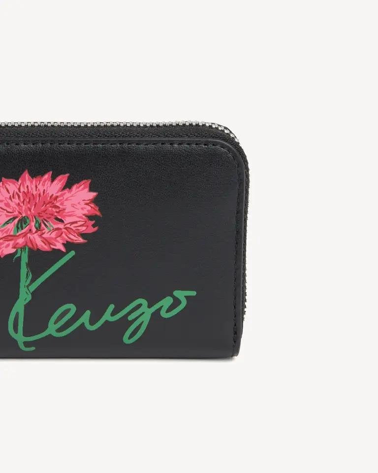 Portafoglio Kenzo Paris in pelle con logo e stampa tulipano