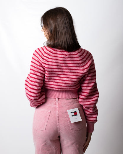 Maglia Tommy Jeans girocollo cropped a strisce donna