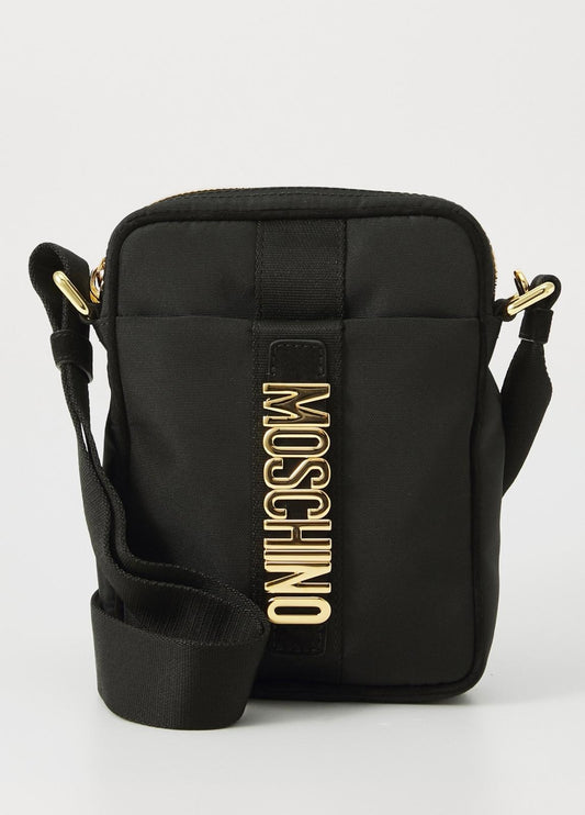 Tracolla Moschino in tessuto con placca in metallo uomo