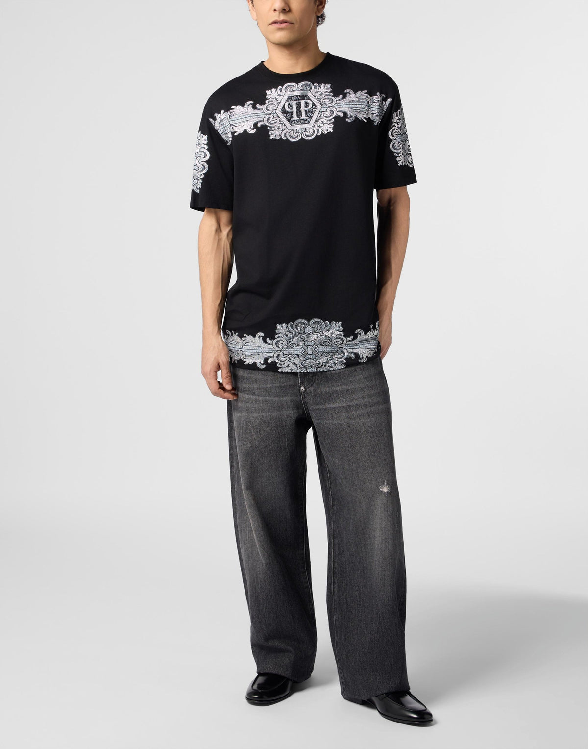 T-shirt Philipp Plein "Baroque Stones" con cristalli all over