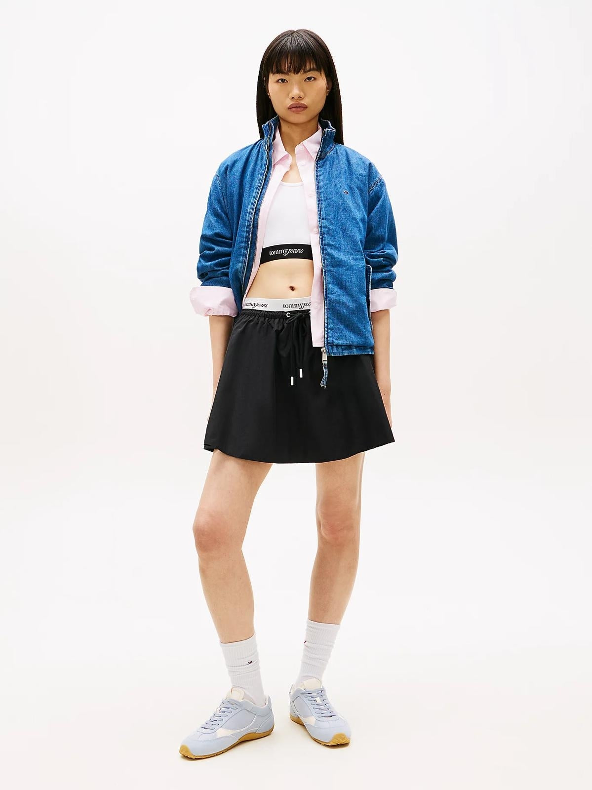 Gonna Tommy Jeans in popeline con fascia logata donna