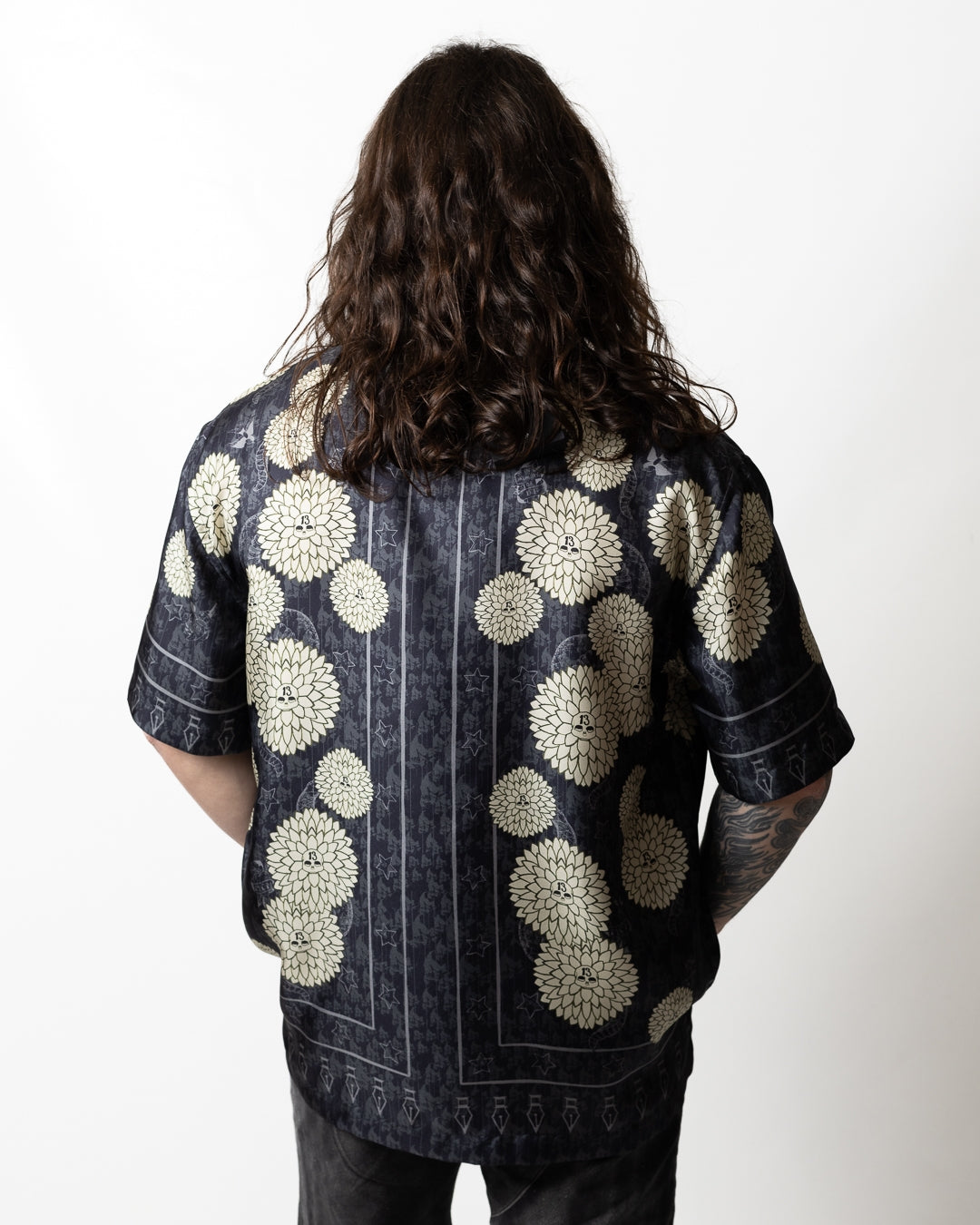 Camicia John Richmond in seta con stampa all-over uomo
