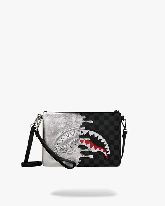 Pochette Sprayground nero SILVER SIDE DRIP BLACK CHECK CROSSBODY POUCHETTE clutch con tracolla