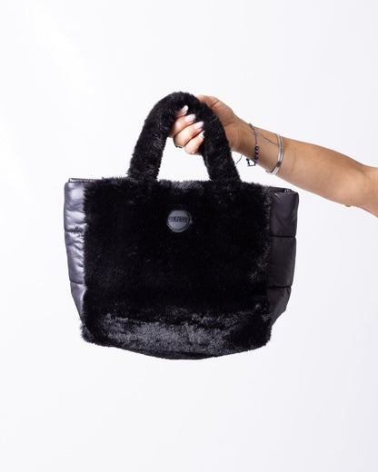 Borsa Colmar tote puffy con pelliccia e inserti in tessuto