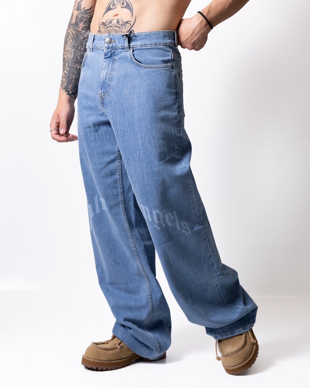 Jeans Palm Angels logo stampato 