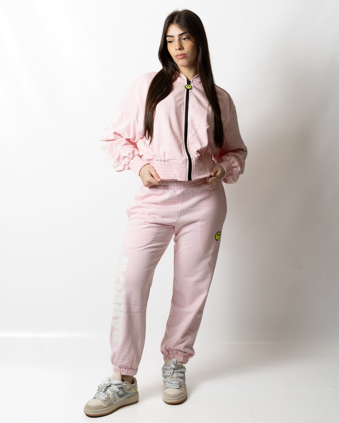 Felpa Barrow cropped fullzip logata con cappuccio donna