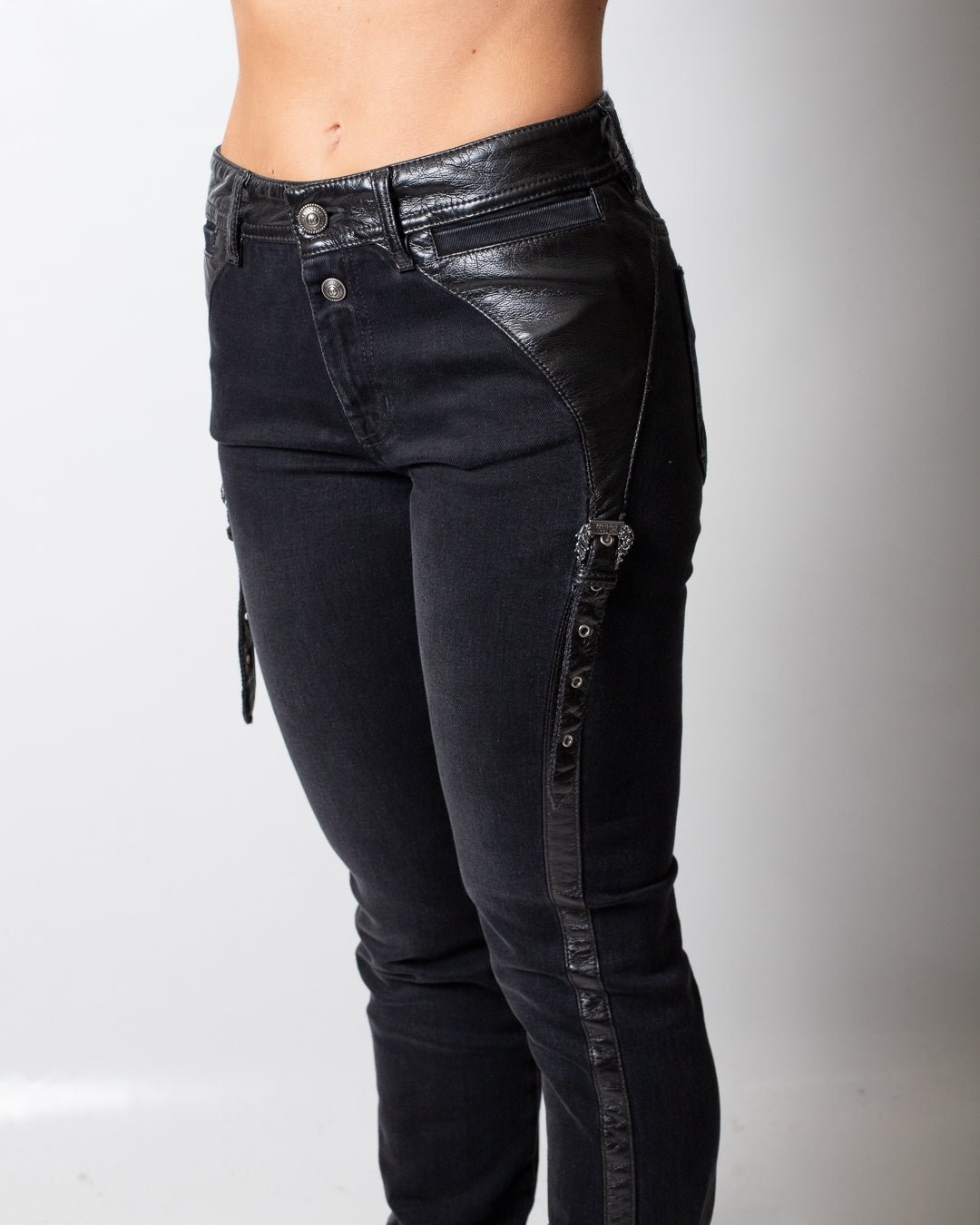 Jeans Versace Jeans Couture slim con dettagli in pelle donna