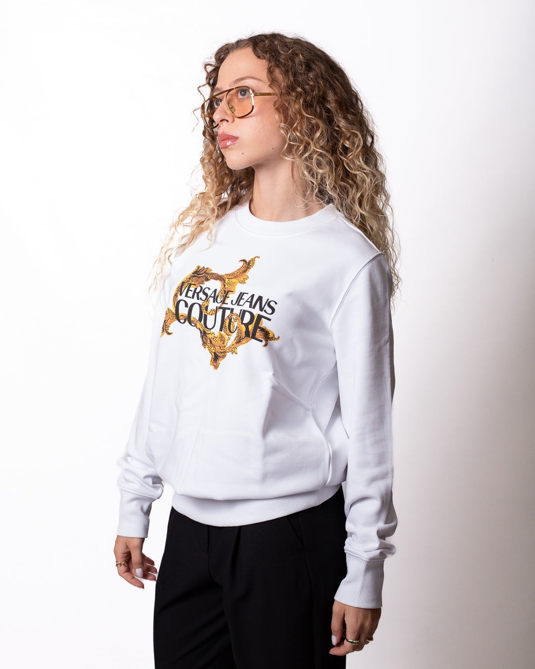 Felpa Versace Jeans Couture "Logo Baroque" girocollo donna