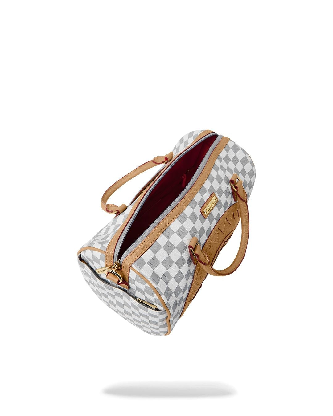 Borsa Sprayground bianco EMBOSSED CREAM CHECK MINI DUFFLE